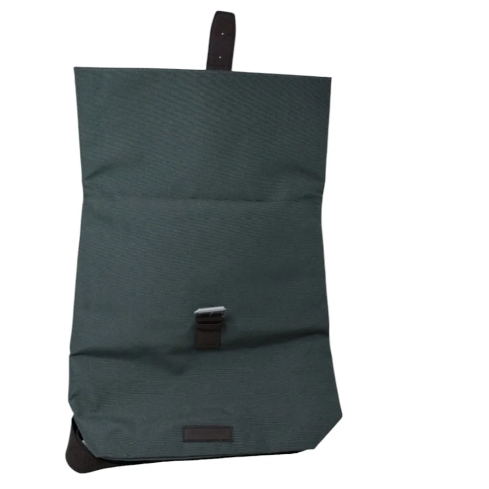Issey Miyake Gray Roll Top Backpack Brown Trim